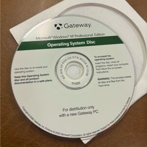 Gateway Microsoft XP Operating system software